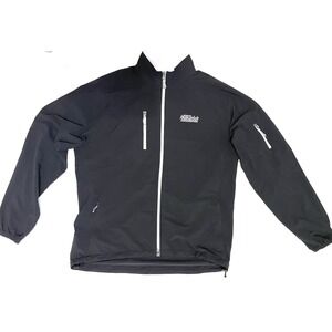 Peter Millar Wind Jacket Mens Large Black Full Zip Performance Stretch Golf